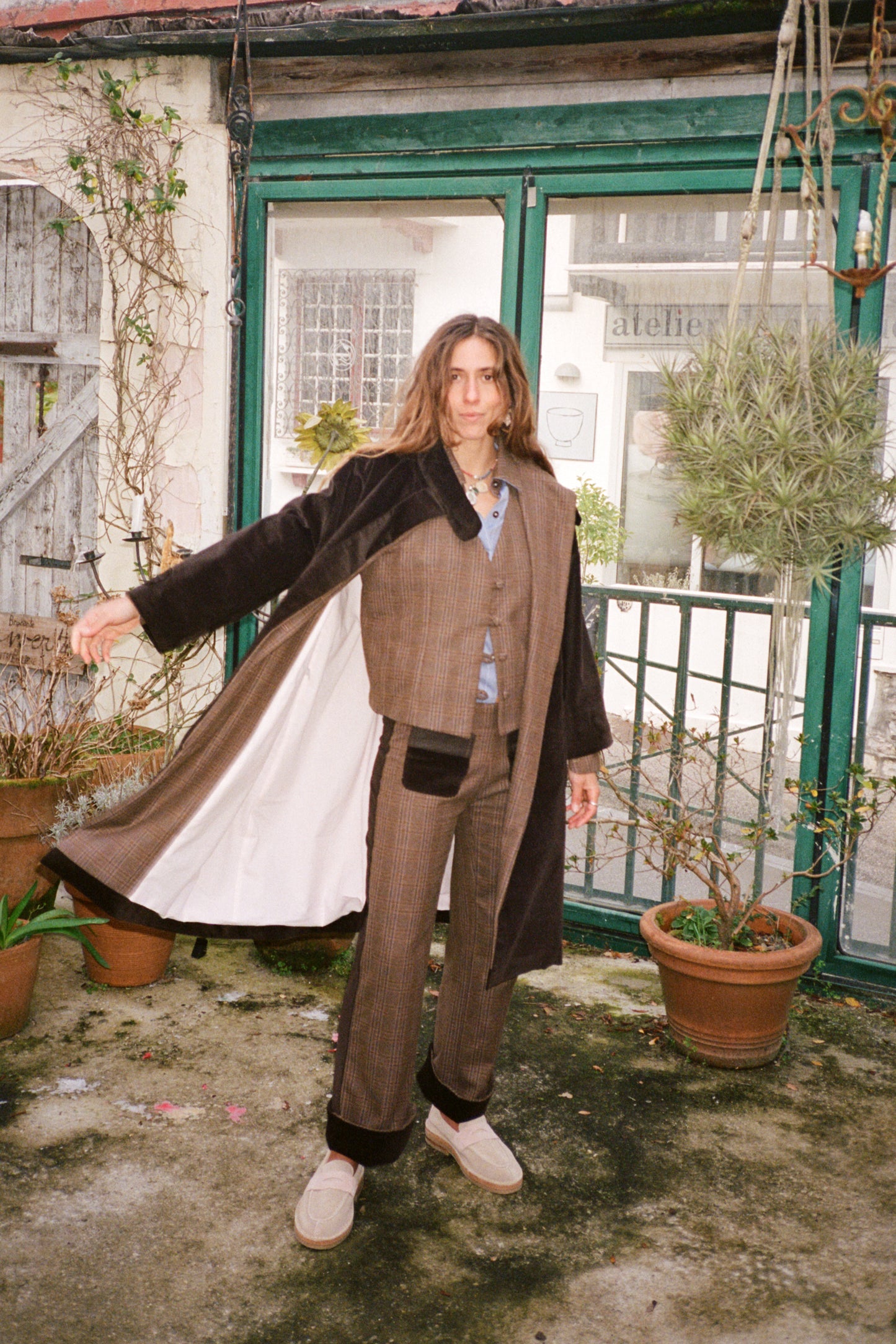 Front Pocket Pants ~ Tartan Chocolate Corduroy